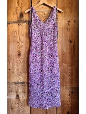 Sz 11 Y2K Jonathan Martin Psychadelic Purple Spaghetti Strap Midi Dress EUC
